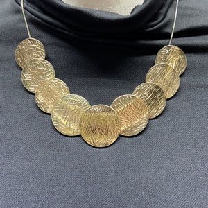 Textured Disc Boho Necklace Gold-Tone